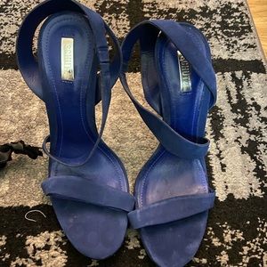 - schutz blue leather sole heels
